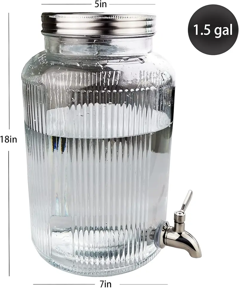 1.5 Gallon Glass Beverage Drink Dispenser