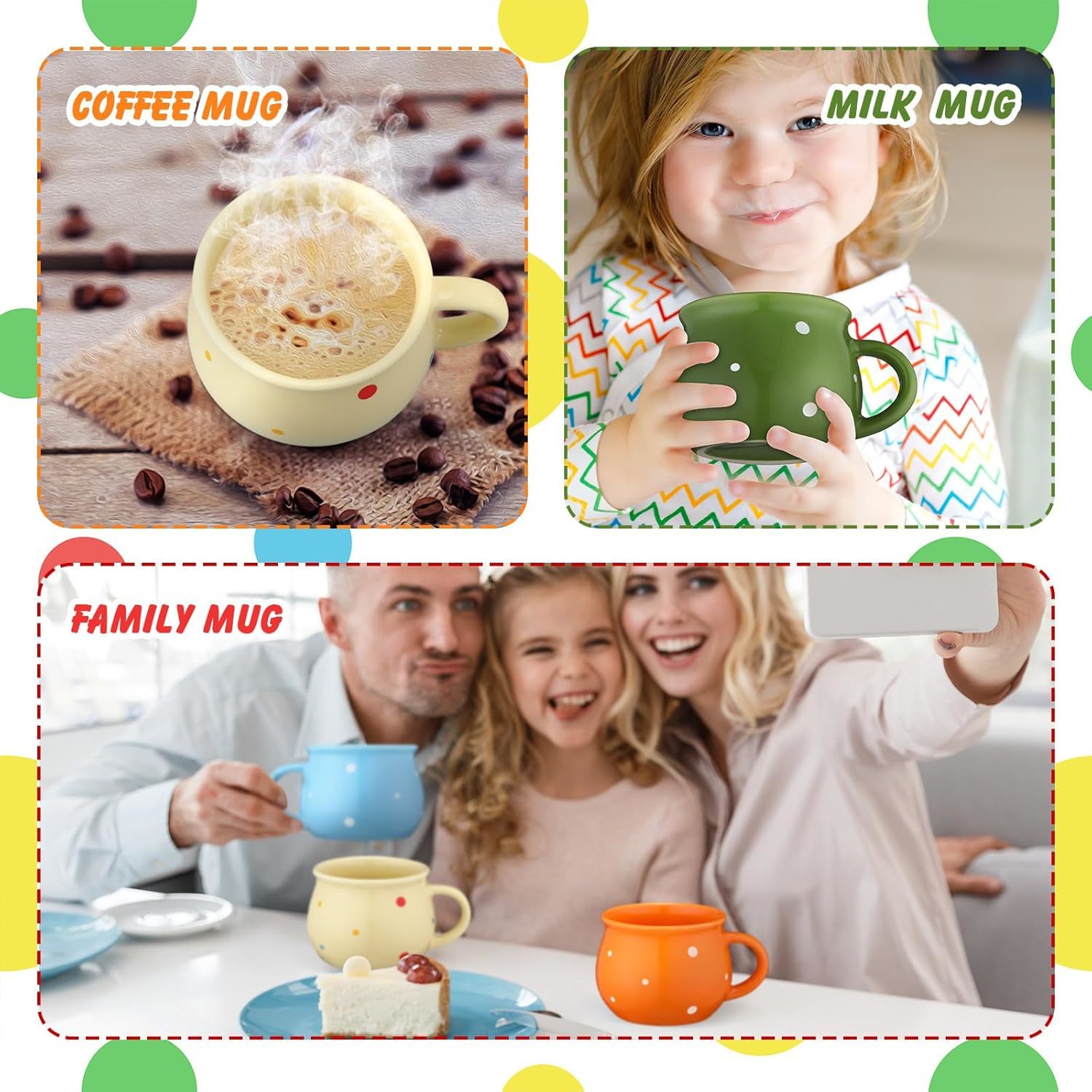 Dot Creative Coffee Mugs 10 oz Hot Chocolate Mugs