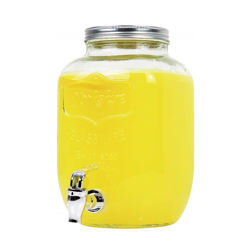 Popular glass beverage dispenser 4/5/8L glass juice dispenser for drinking