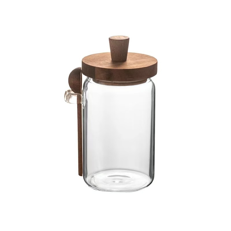 Glass Jars Containers with Wooden Lids