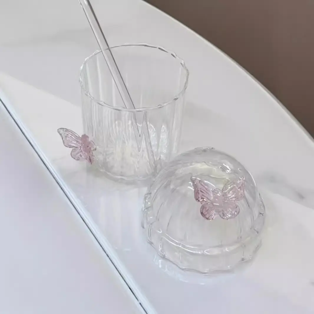 Iced Coffee Cups with Lids and Straws Glass