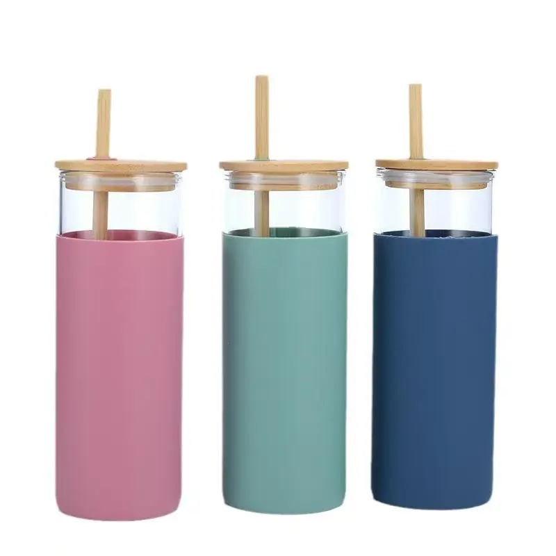 Glass Water Bottle with Straw