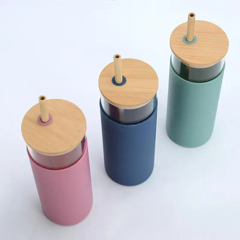 Glass Water Bottle with Straw
