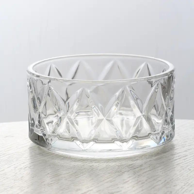 Clear Striped Crystal Glass Storage Jar