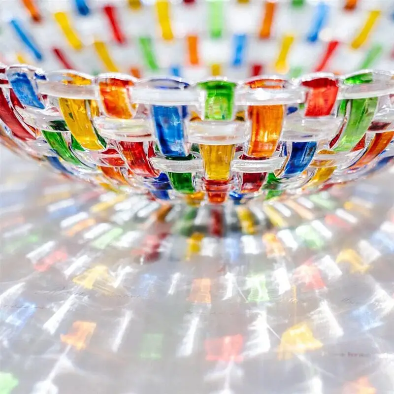 Hand Painted Colorful Woven Glass Crystal Salad & Fruit Bowl Decoration