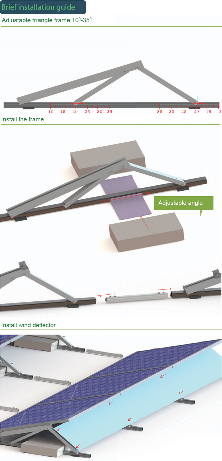 Cheap aluminum adjustable angle ballast solar panel mounting structures