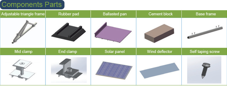 Cheap aluminum adjustable angle ballast solar panel mounting structures