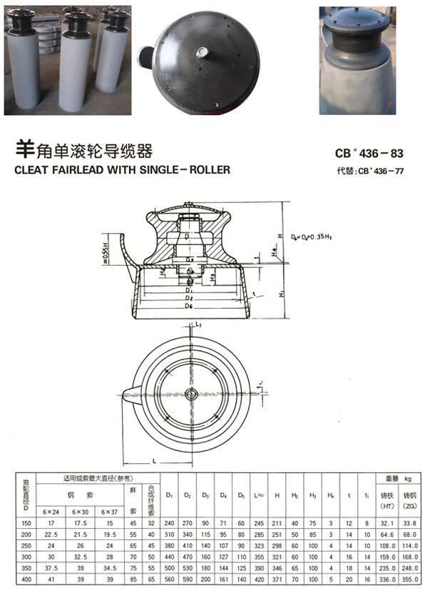 羊角单滚轮导缆器