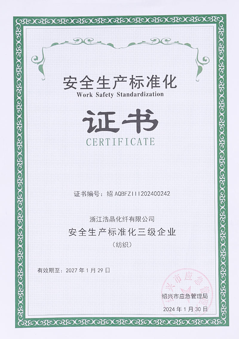 Safety Production Standardization Certificate