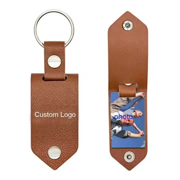 Leather photo frame keychain