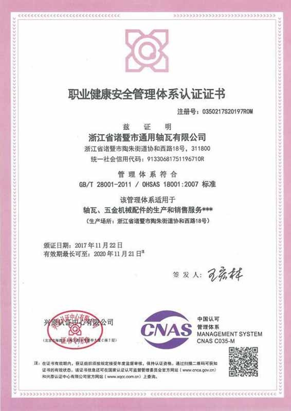 Occupational Health and Safety Management System Certificate