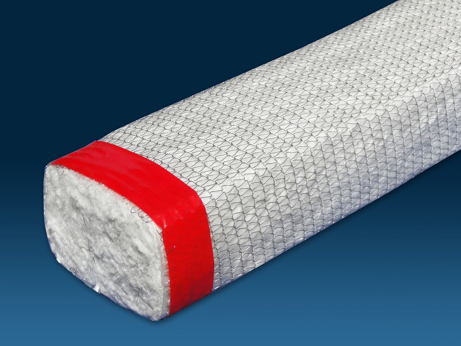 Ceramic fiber rectangular braided rope with surface to be braided with meshes