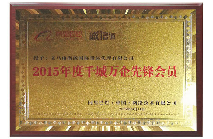 2015 Annual Pioneer Member of Thousand Cities and Ten Thousand Enterprises