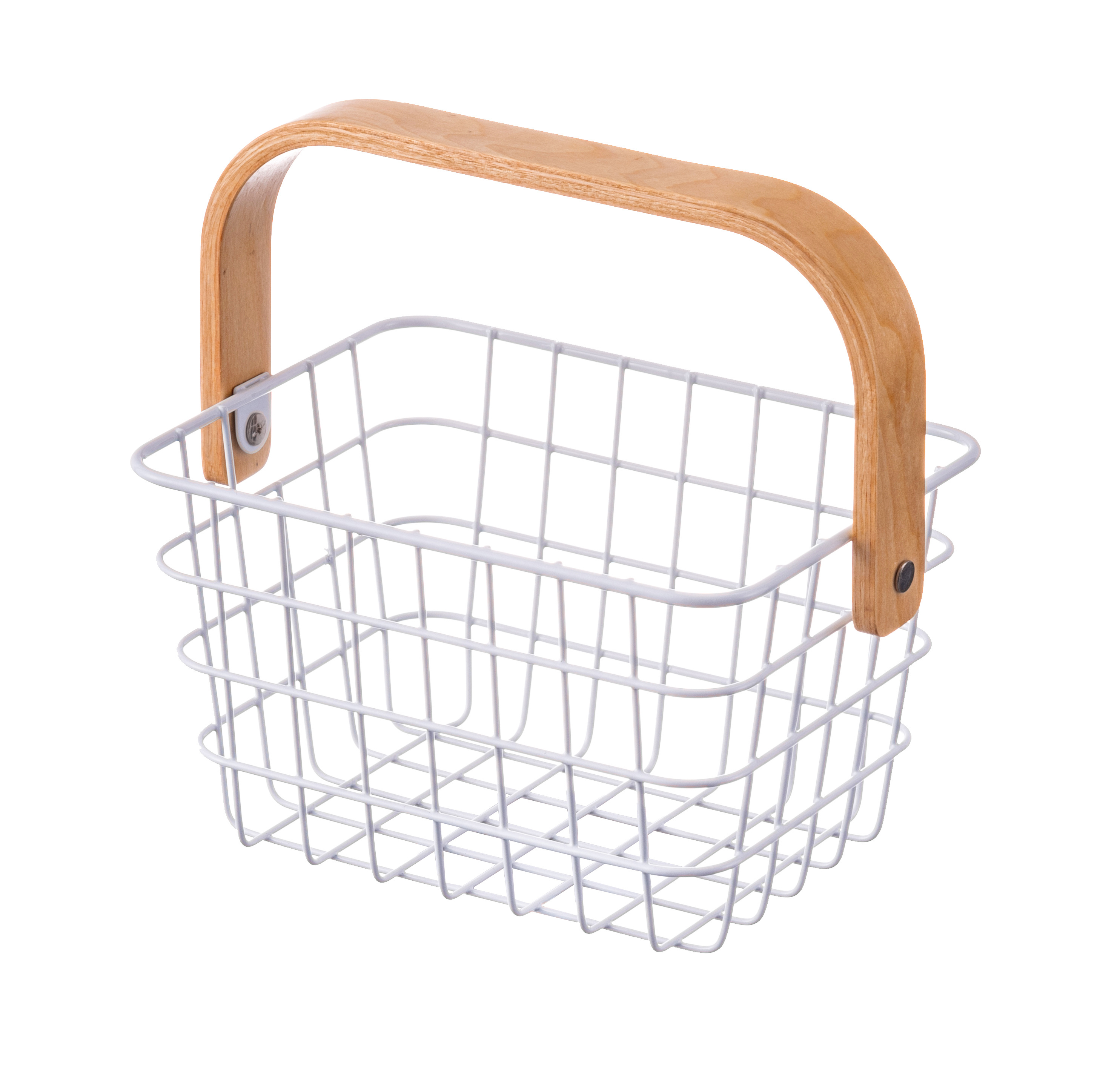 Kitchen & Bathroom storage basket with wood handle