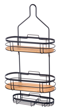 Bathroom storage caddy with bamboo