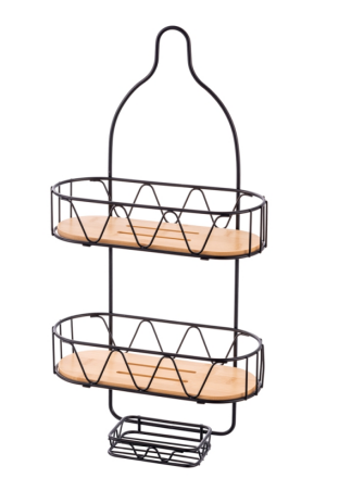 Bathroom storage caddy with bamboo