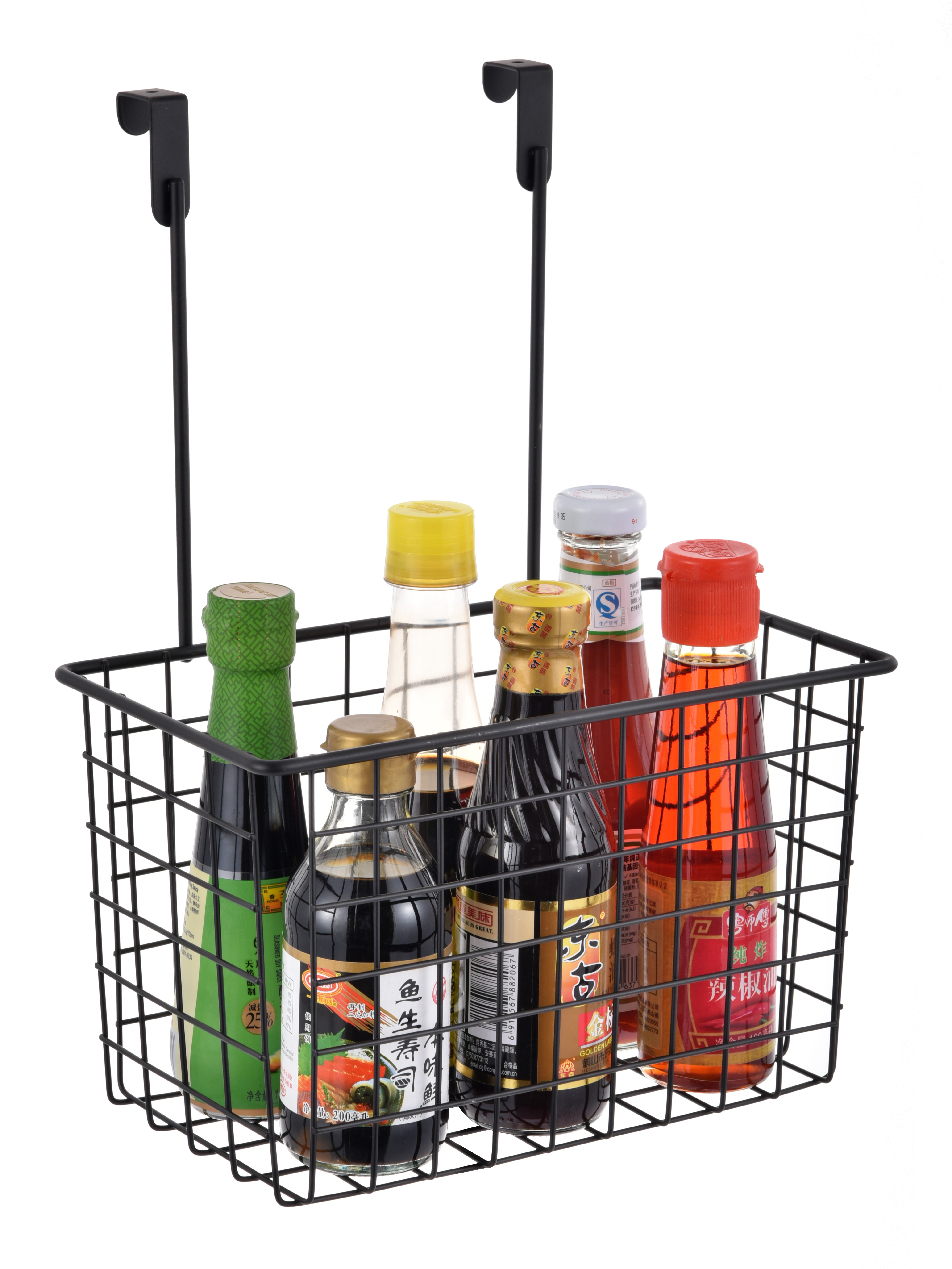 Metal over cabinet hanging basket