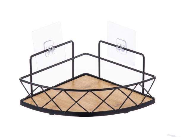 Metal suction corner caddy with bamboo KNR03-1