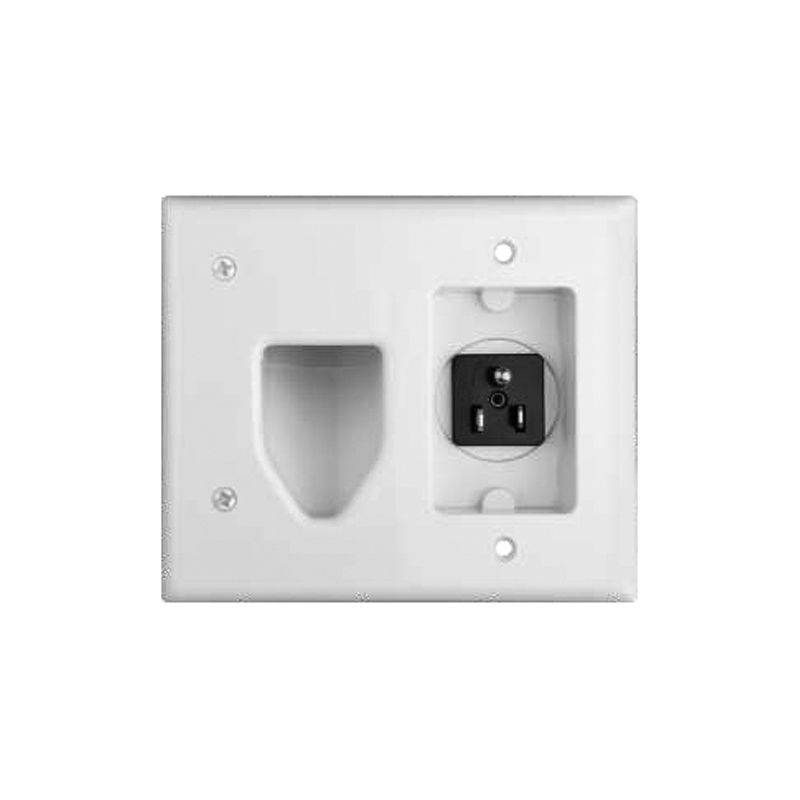 45-0023 Recessed Lowvoltage Cableplate with Recessed Power and Recessedstraight Bladeinlet