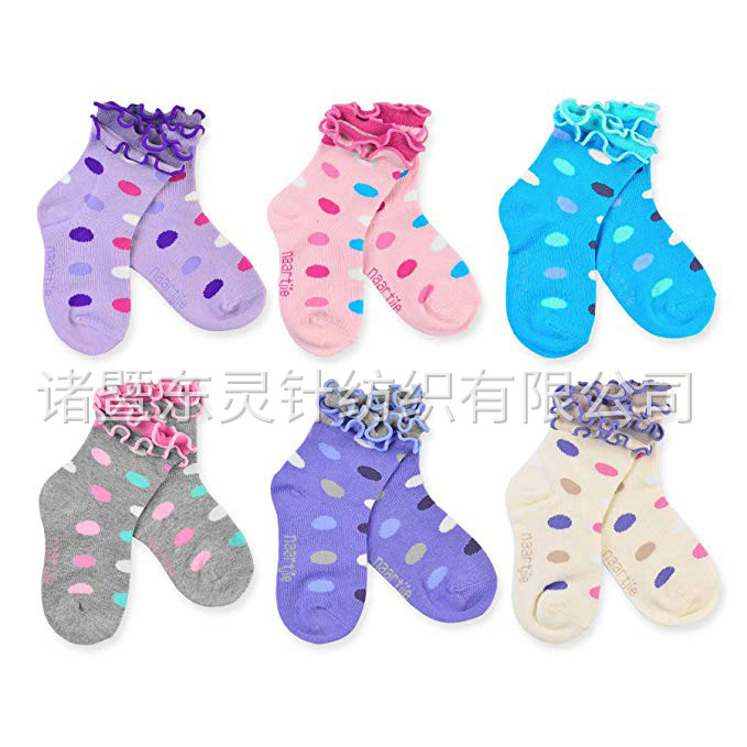 東靈 女童棉質(zhì)卷筒襪，6 雙裝