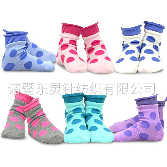 東靈 女童棉質(zhì)卷筒襪，6 雙裝