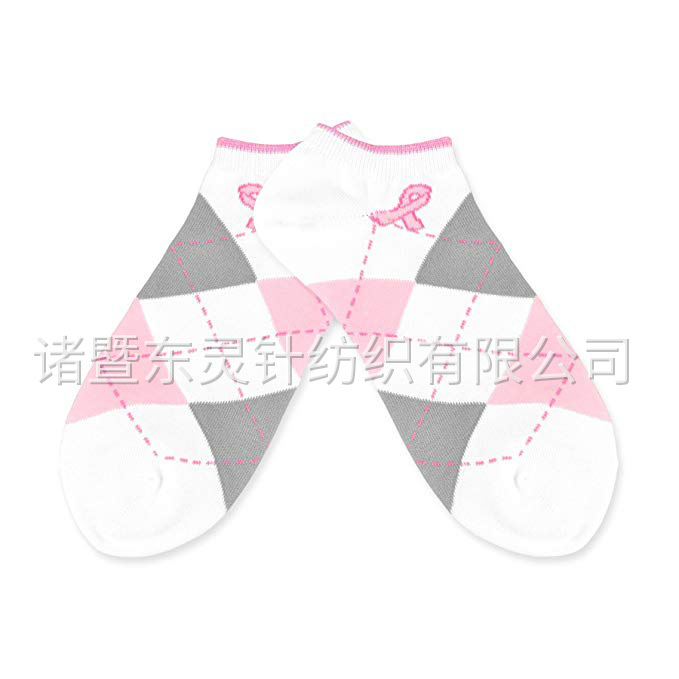 東靈 女士粉紅絲帶乳腺癌宣傳棉水手襪 3 雙裝