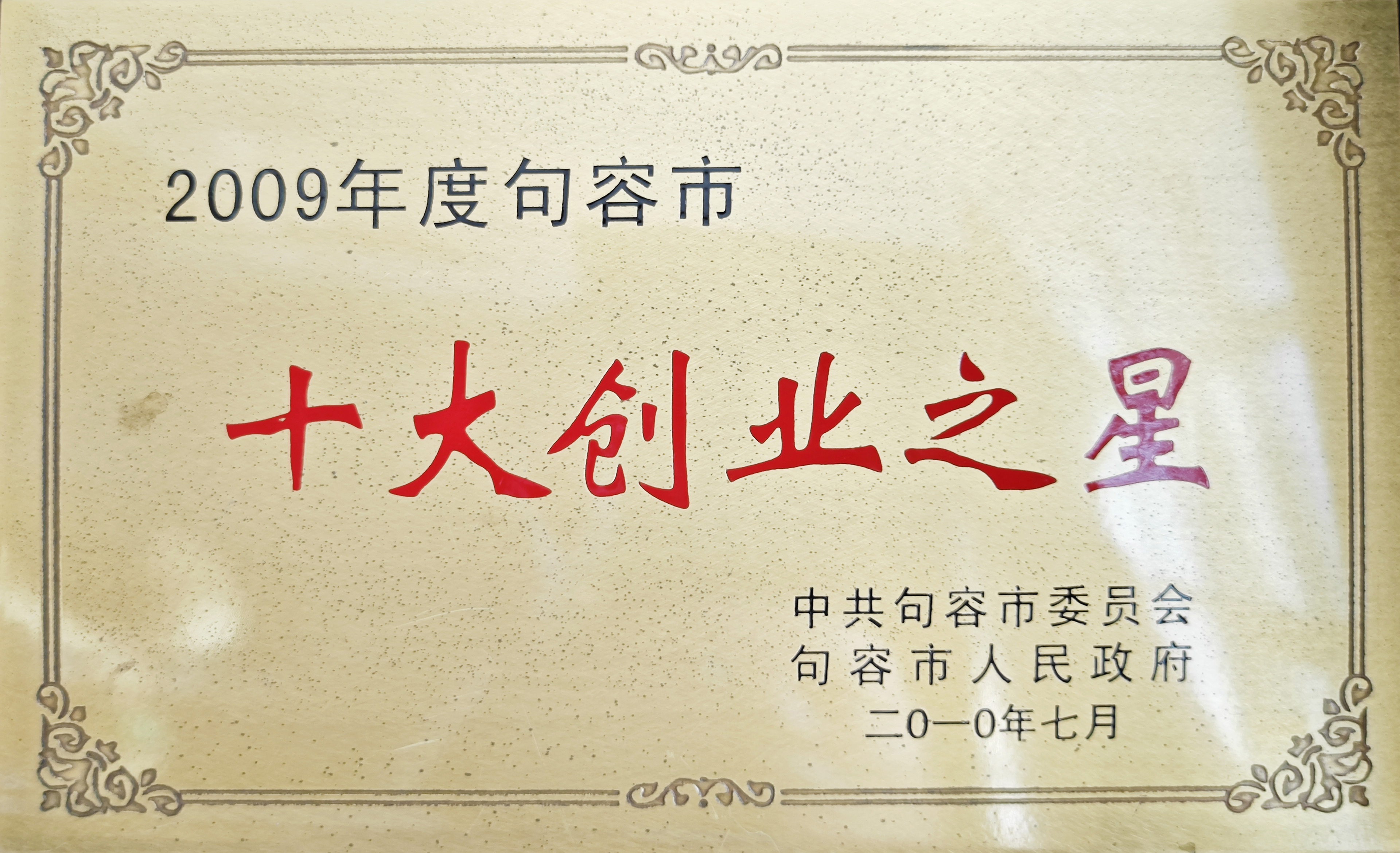 句容市十大創(chuàng)業(yè)之星2009