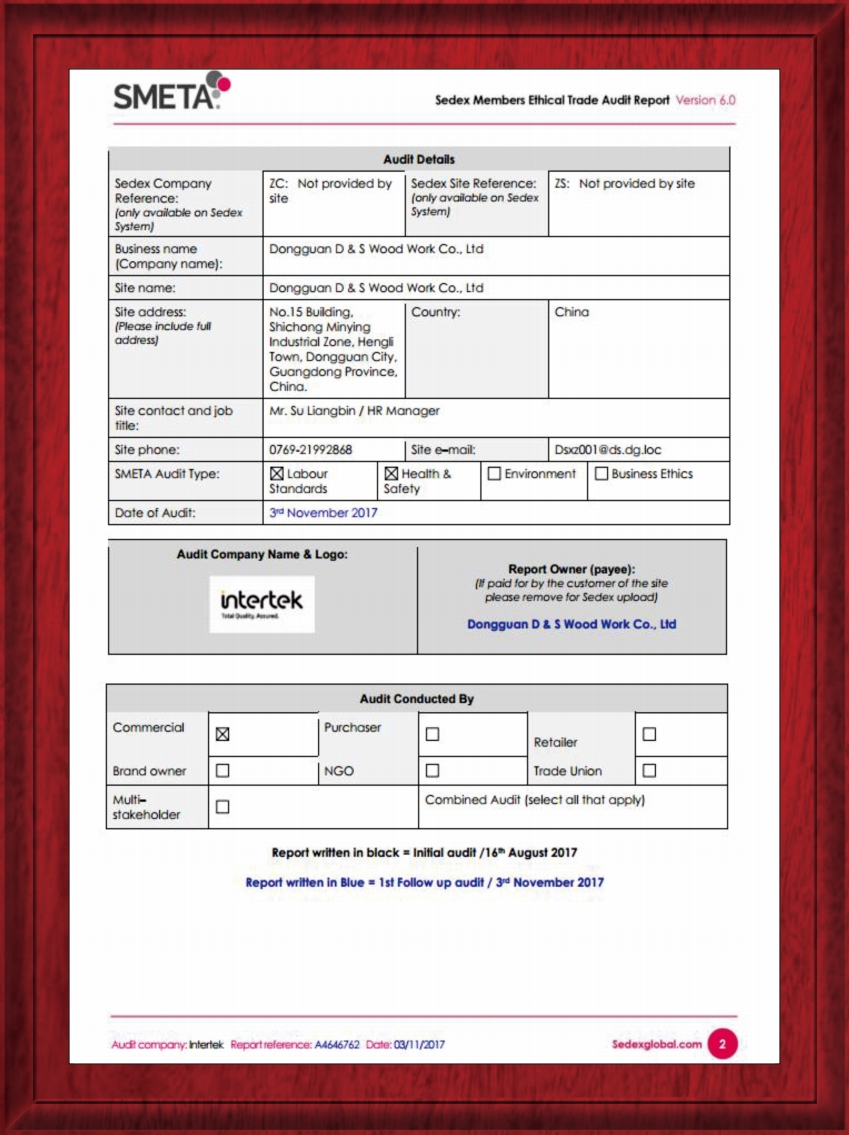 SMETA audit report