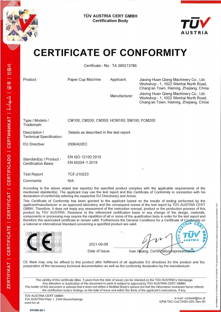 CERTIFICATE OF CONFORMITY