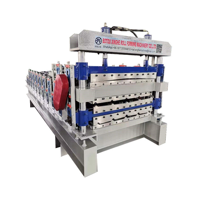 Three layer roof sheets metal glazed tile and corrugated panel roll forming machine
