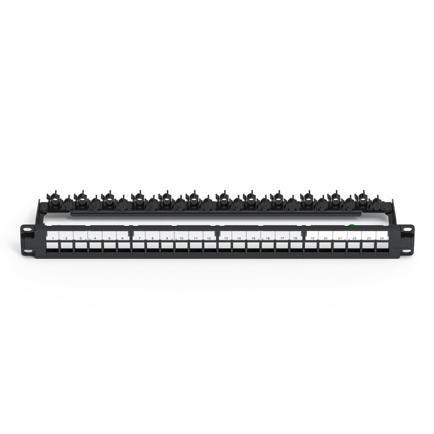 UTP blank patch panel with back bar, 1U 24 port