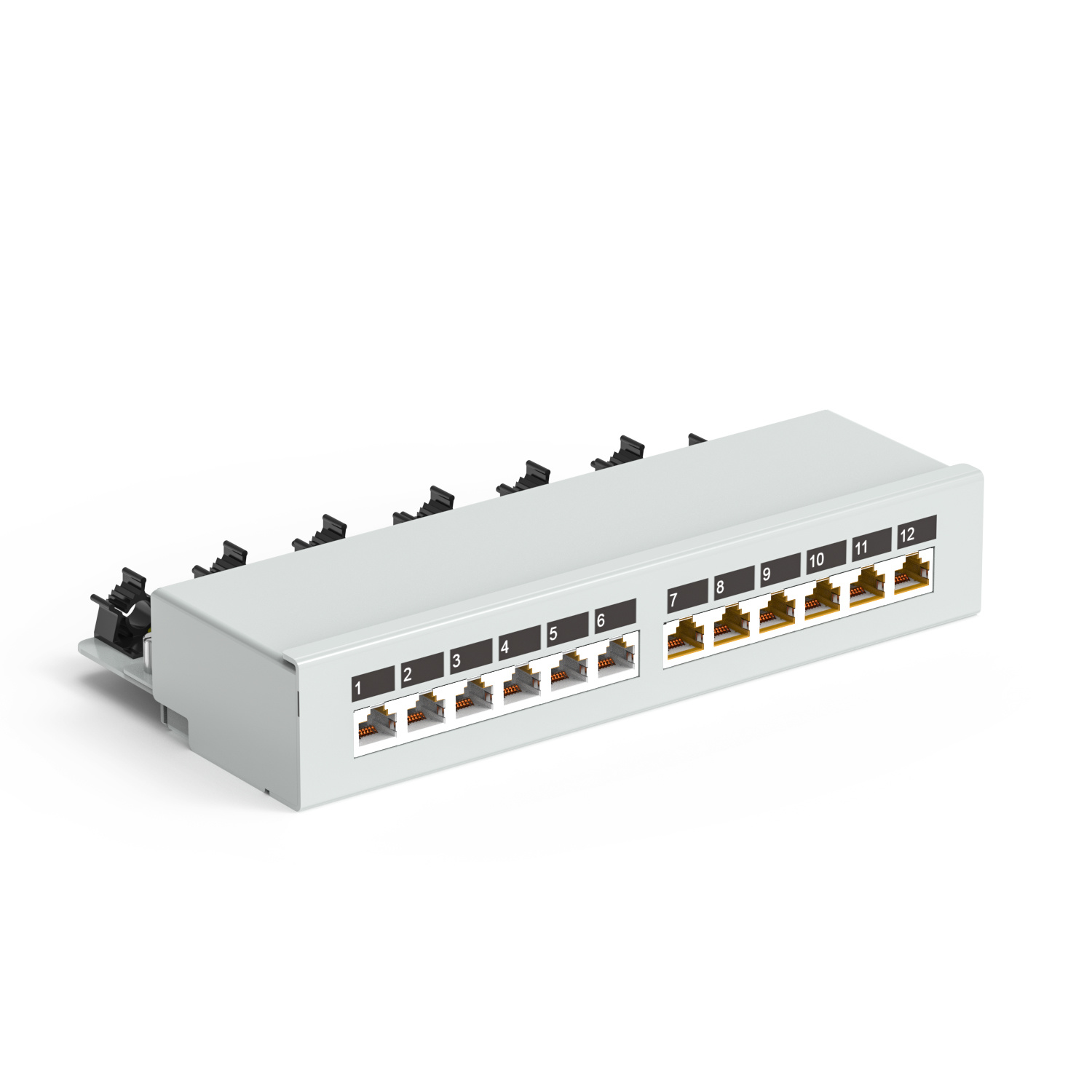 90° 12-Port Shielded Wall-Mounted Patch Panel (Without Ears)