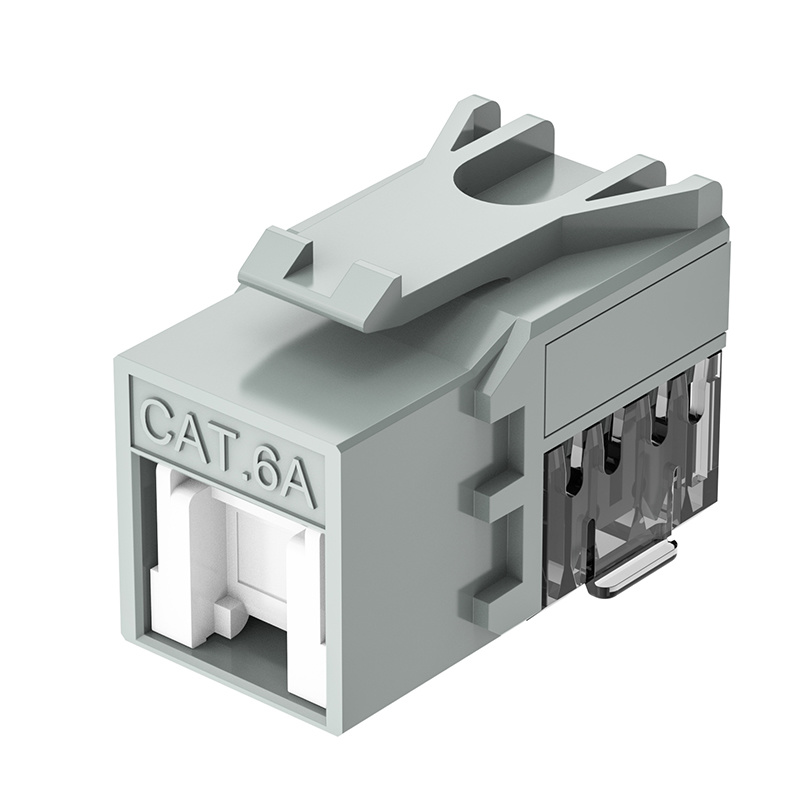 Conector Keystone UTP de 90 grados con obturador