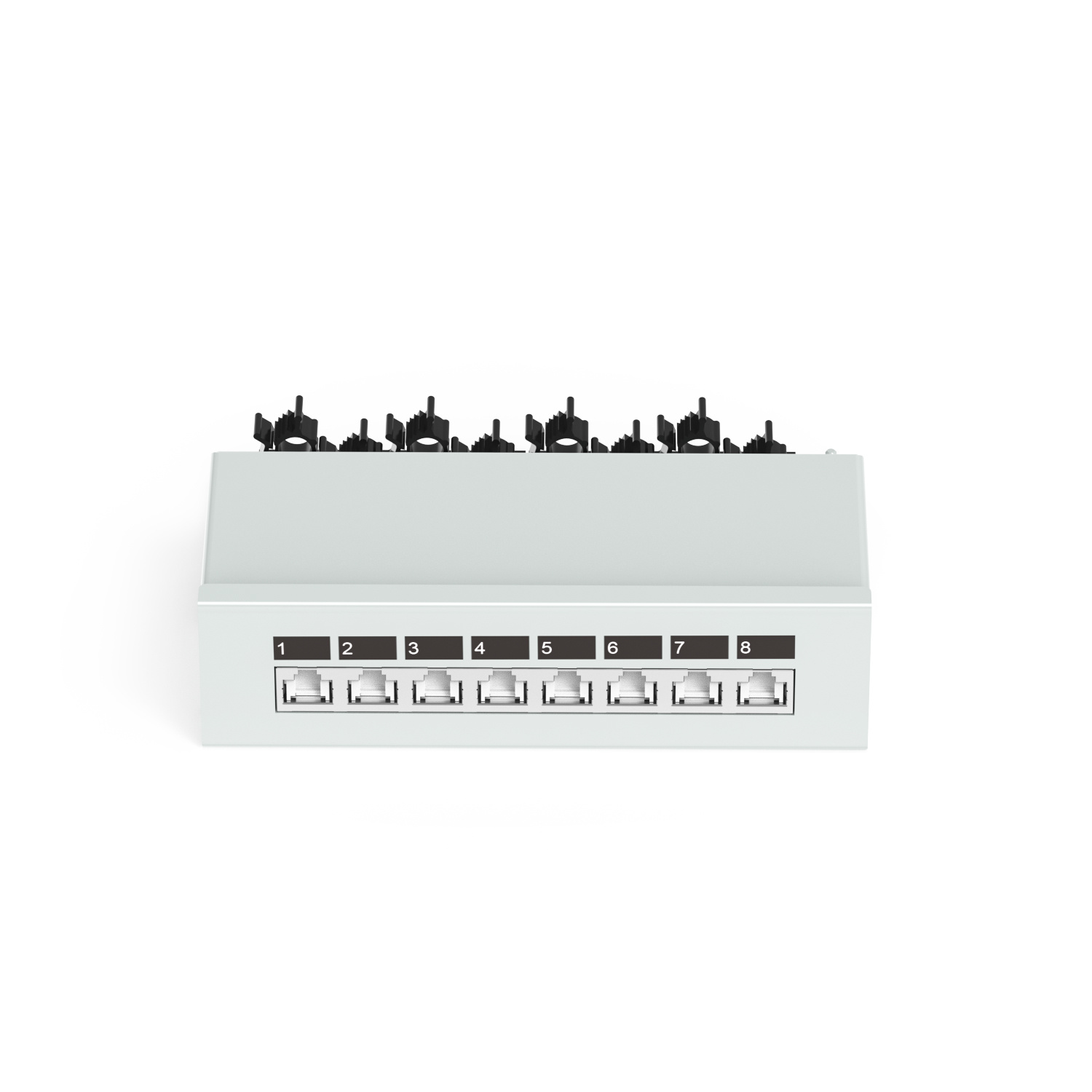 90° 8-Port Shielded Wall-Mounted Patch Panel (Without Ears)