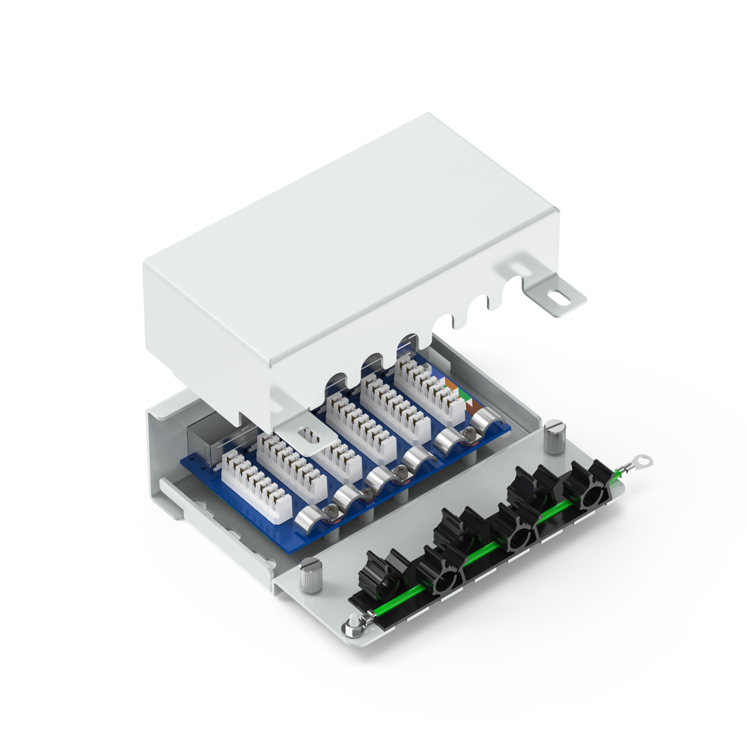 90° 6-Port Shielded Wall-Mounted Patch Panel (Without Ears) 90° 6-Port Shielded Wall-Mounted Patch Panel (Without Ears)