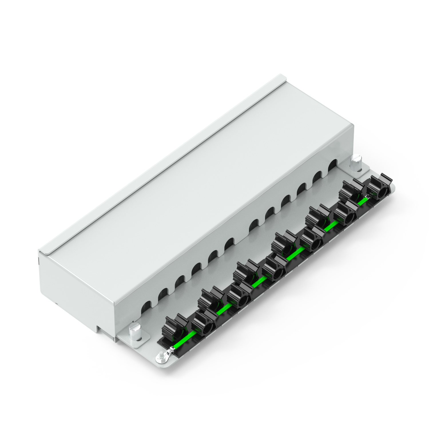 90° 12-Port Shielded Wall-Mounted Patch Panel (Without Ears) 90° 12-Port Shielded Wall-Mounted Patch Panel (Without Ears)