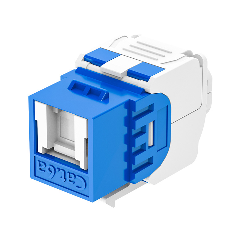 Conector keystone UTP sin herramientas, 180 grados, con obturador interno abatible