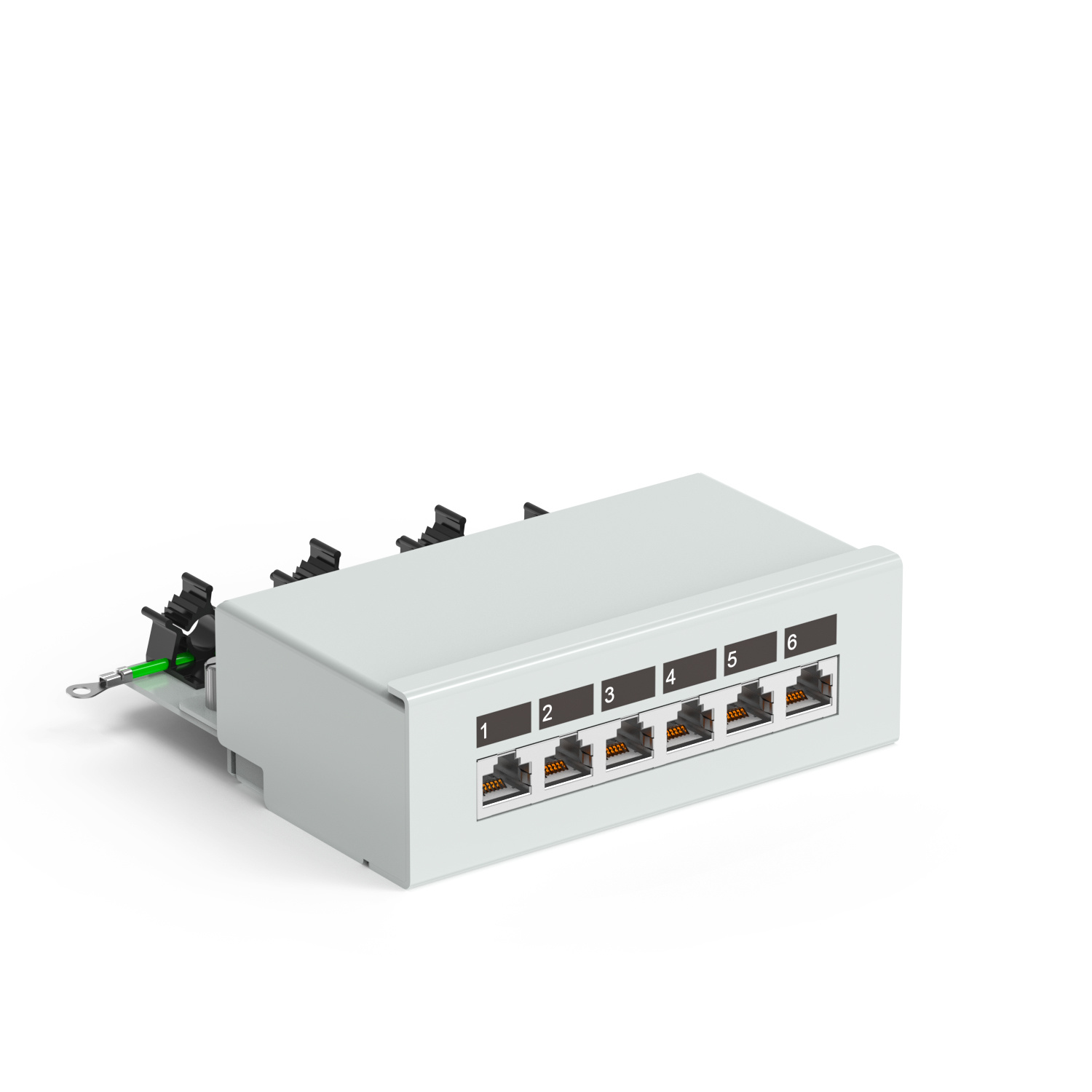 90° 6-Port Shielded Wall-Mounted Patch Panel (Without Ears) 90° 6-Port Shielded Wall-Mounted Patch Panel (Without Ears)