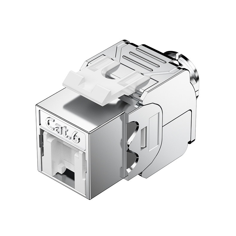 Conector Keystone FTP sin herramientas, 180 grados, con obturador abatible interno