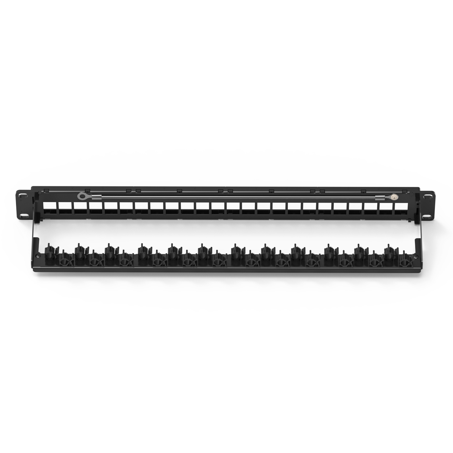 UTP blank patch panel with back bar, 1U 24 port