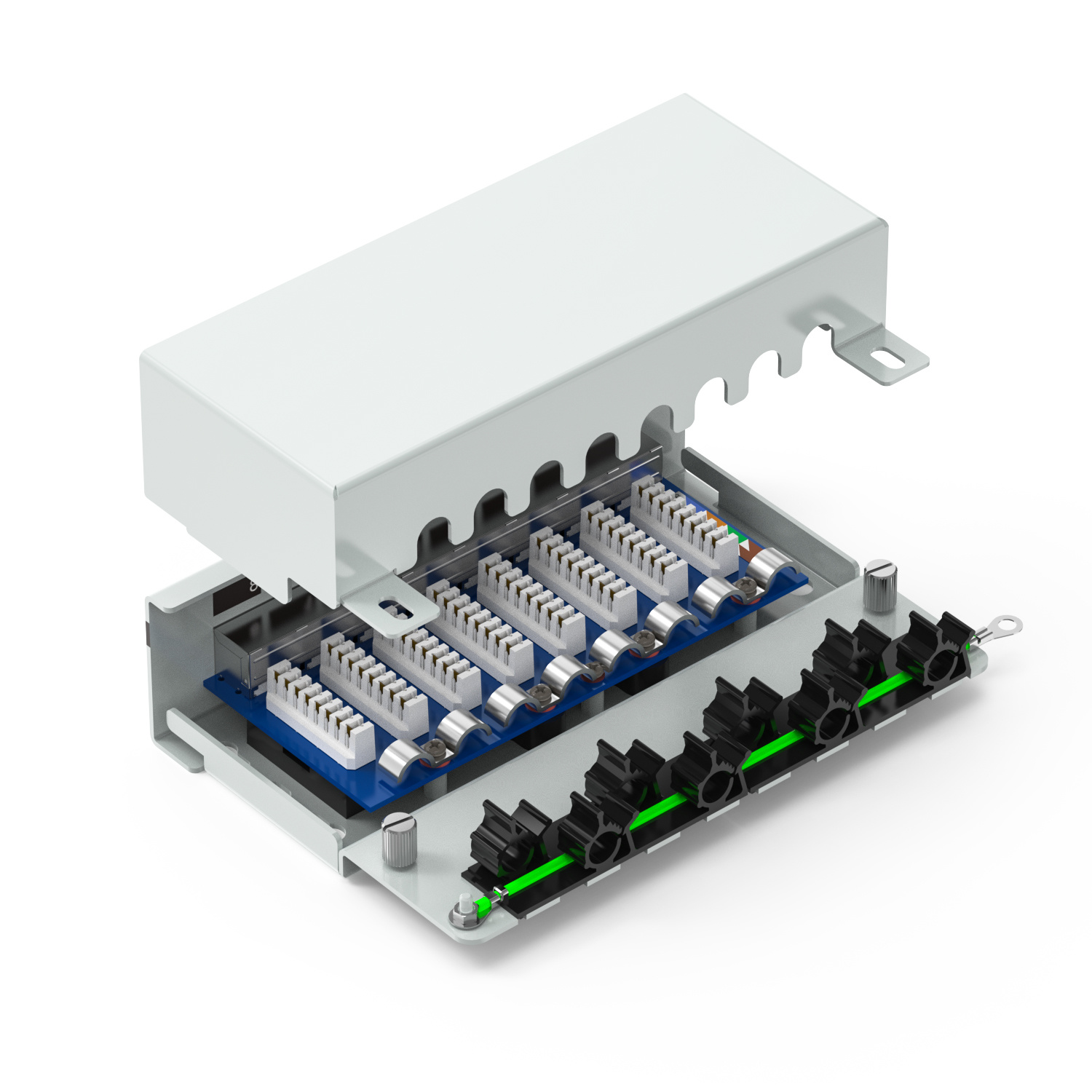 90° 8-Port Shielded Wall-Mounted Patch Panel (Without Ears)