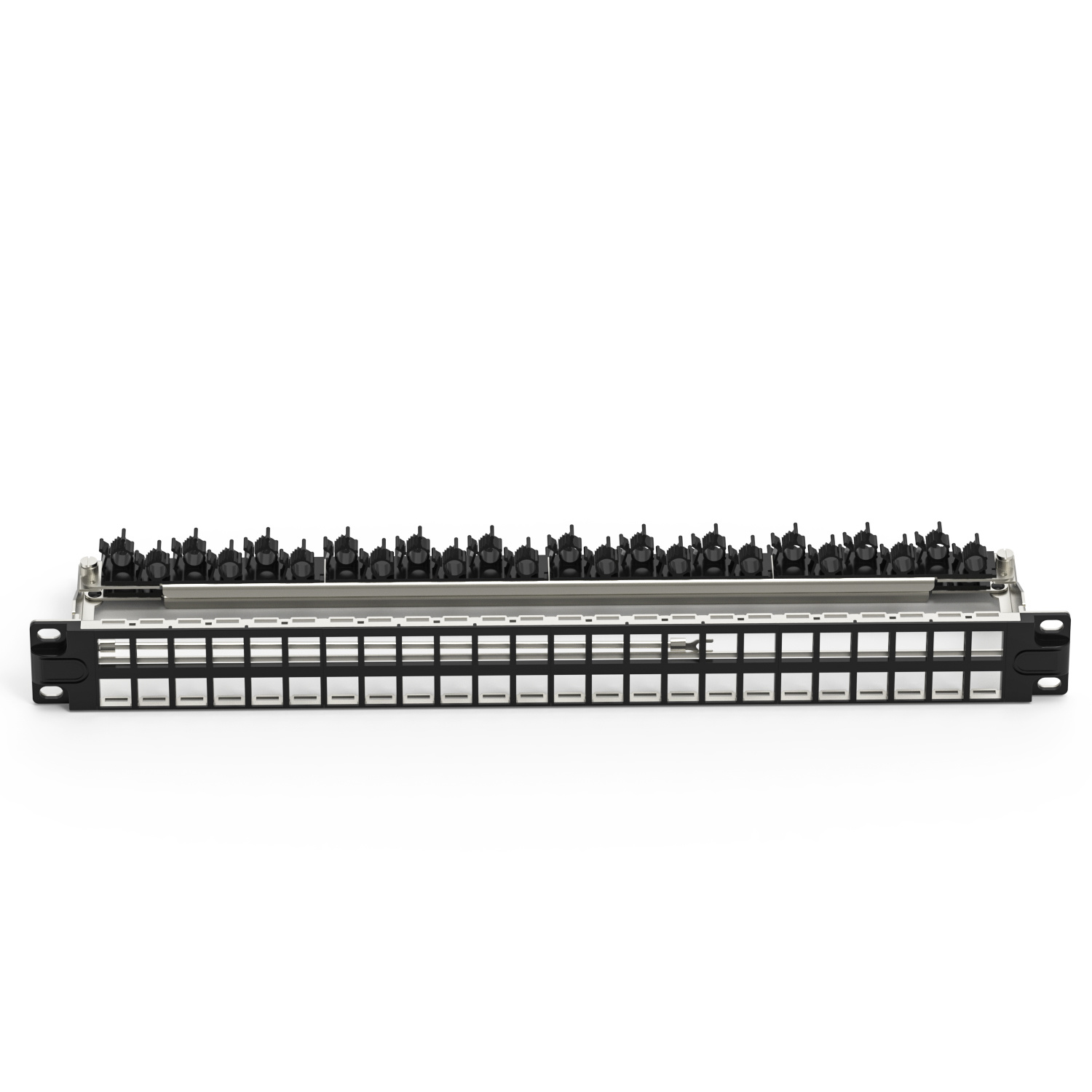 Panel de conexiones FTP en blanco con barra trasera, 1U 48 puertos