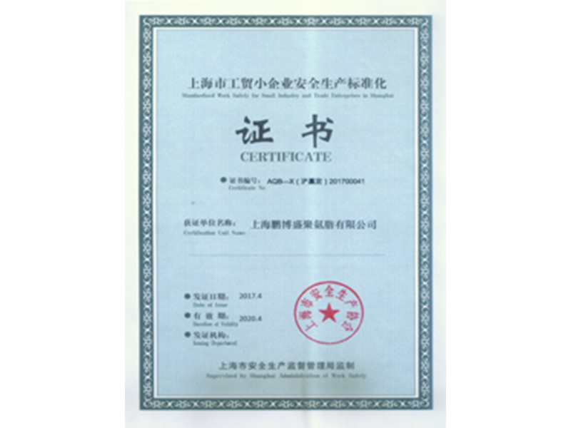上海市工貿小企業安全生產標準化