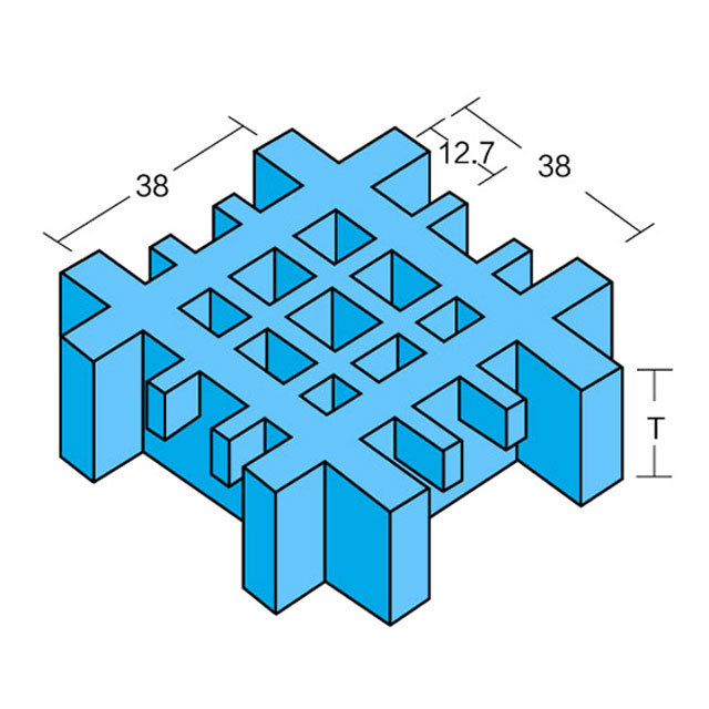 12.7×12.7/38×38Well shaped groove micropores