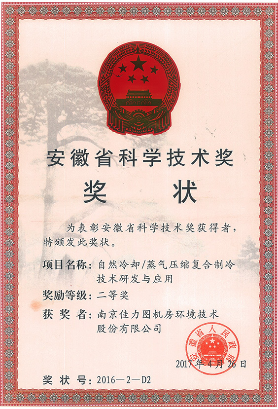 安徽省科学技术奖状