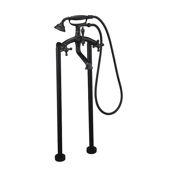 Traditional Floor Standing Tub Faucet With Brass Hand Shower