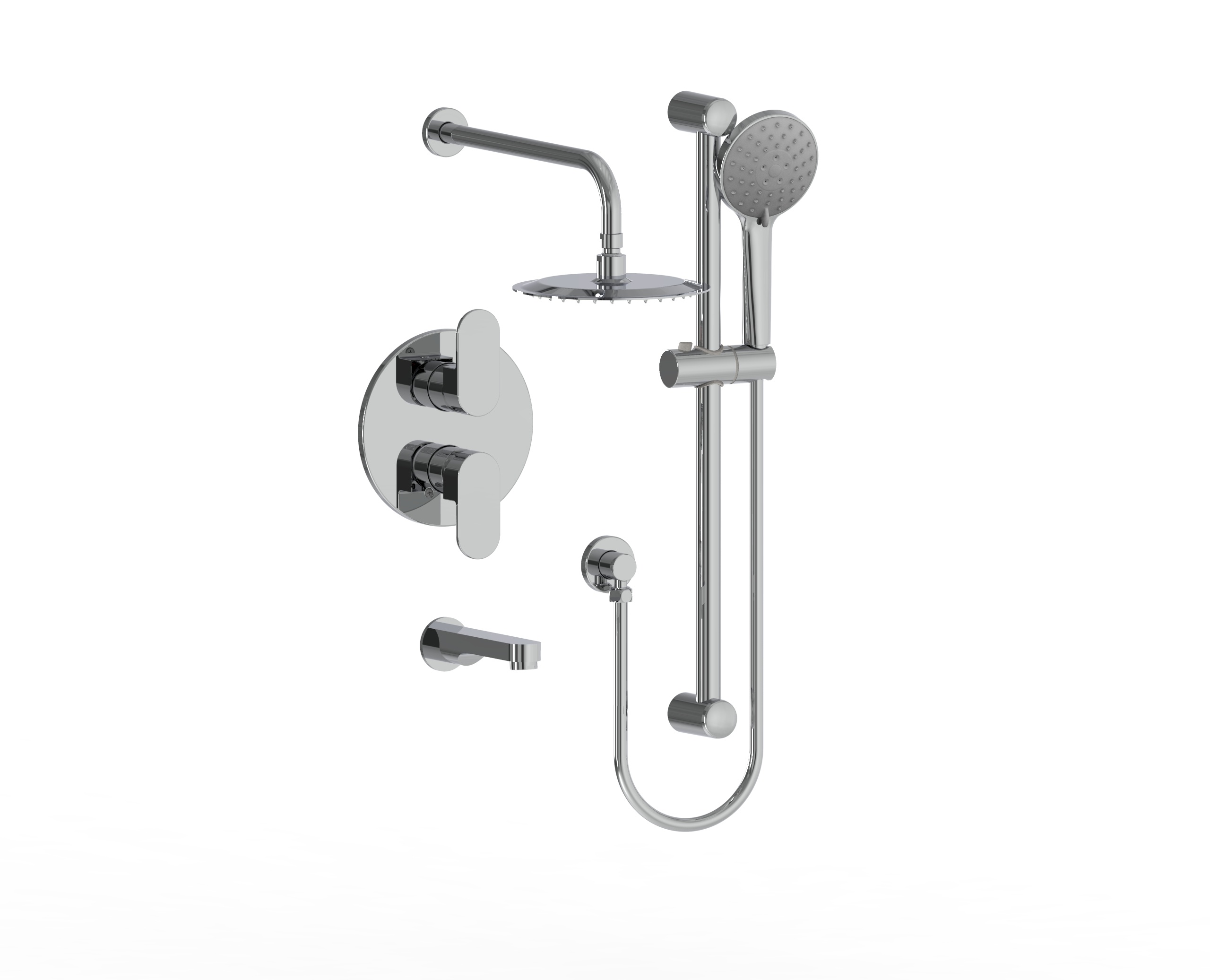 Round Rain Shower System Faucet Set  with Tub Spout BT083RS