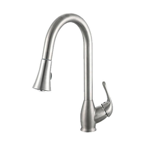 Solid Brass Single Handle Pull-Down Kitchen Faucet With Sprayer