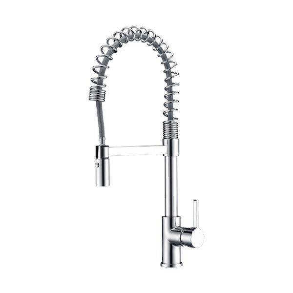 Solid Brass Single Handle Pull-Down Kitchen Faucet With Sprayer