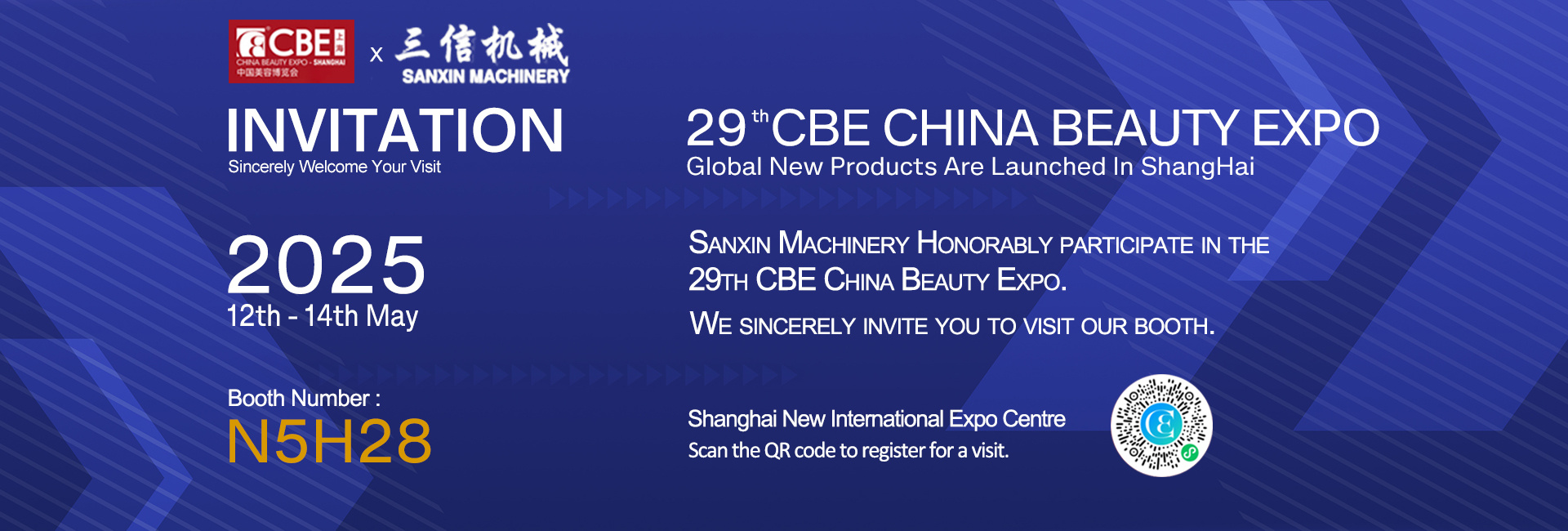 Invitation to Visit Sanxin Machinery at the 29th CBE China Beauty Expo